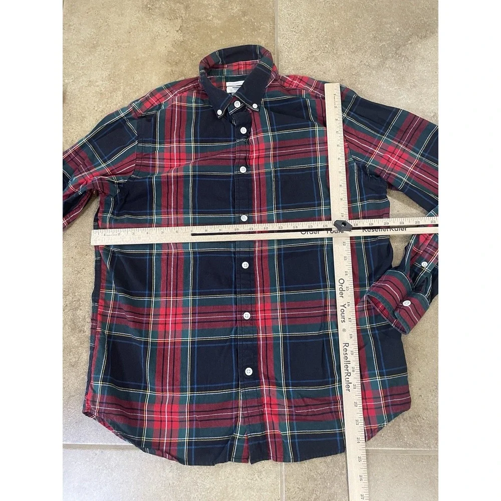 Old Navy Men's Sz S Red Green Black Plaid Flannel Long Sleeve Button Up Shirt - Picture 4 of 8